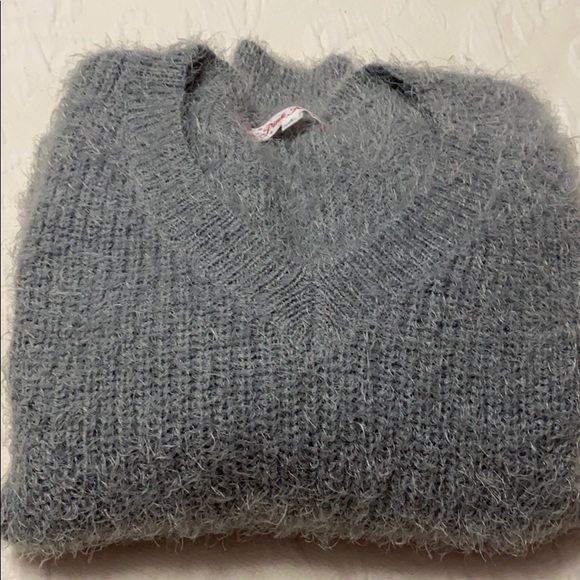 “Pink Rose” Grey fuzzy sweater. Size M and L - Picture 5 of 7